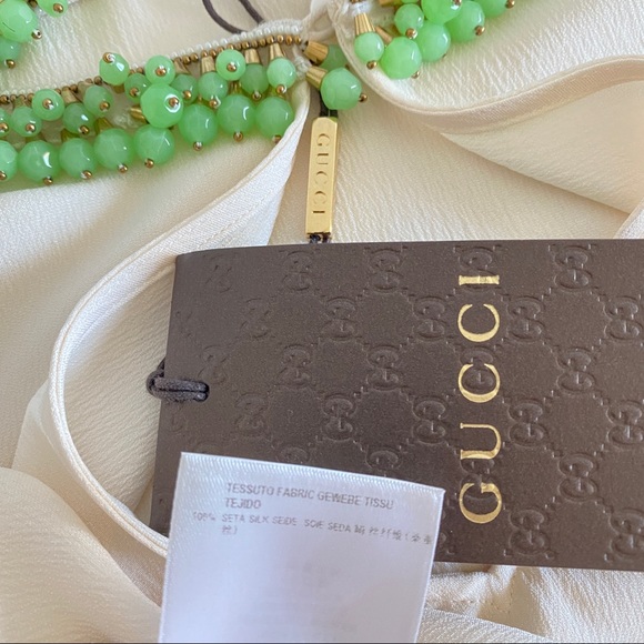 Gucci ivory embellished neckline silk blouse - Picture 11 of 11